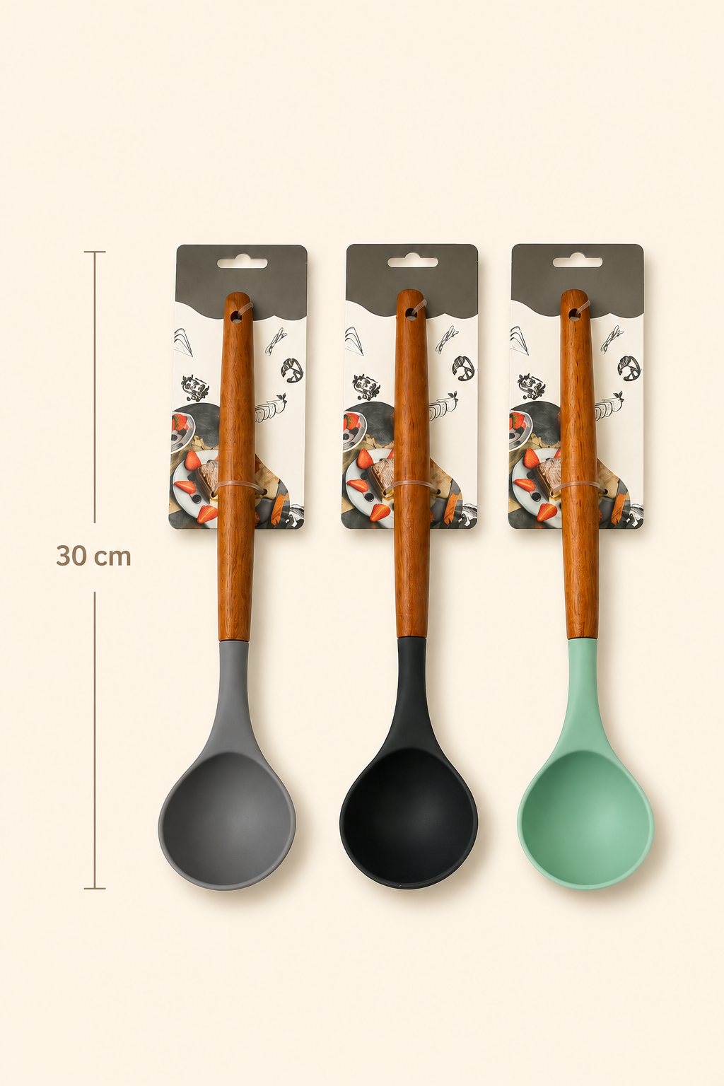30 Cm Ahşap Saplı Silikon Kepçe KOD: TUTKU-2591