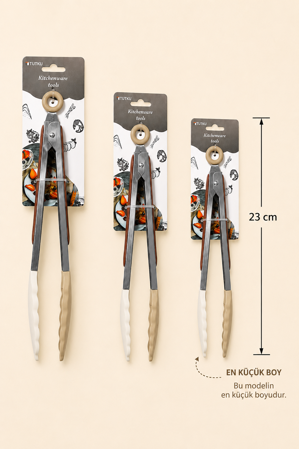 23 Cm Metal Gövde Silikon Maşa Küçük Boy KOD: TUTKU-2576