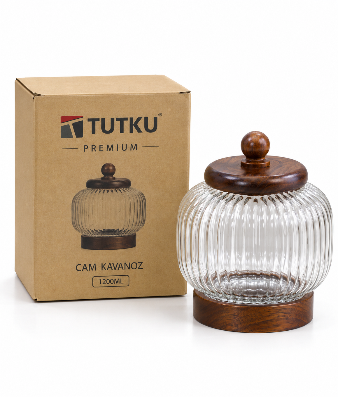 Akasya Kapak+Alt Cam Kavanoz 1200 ml - 17 cm *RZ-1036*12* TUTKU-3967