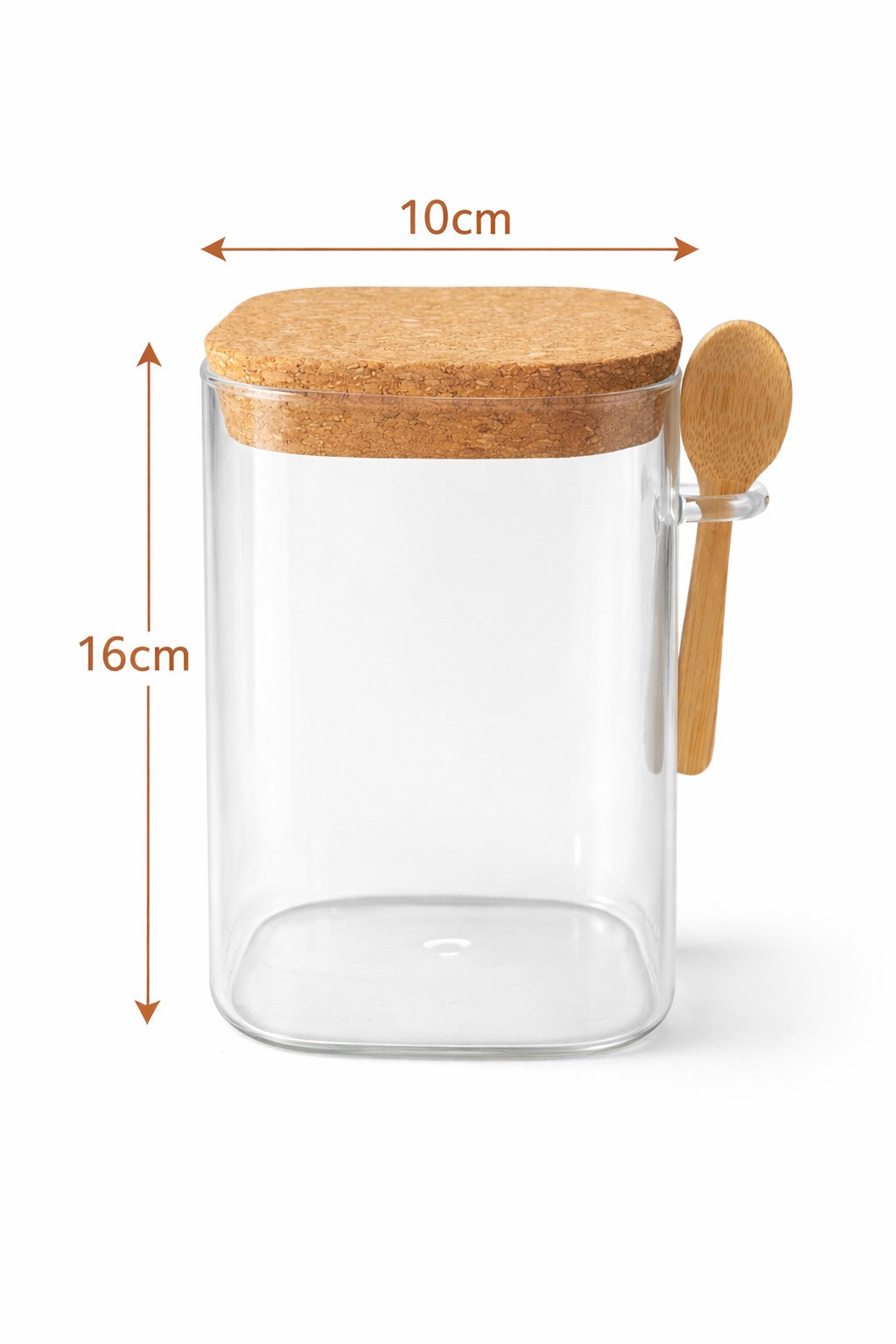 600 ML Mantar Kapaklı Kaşıklı Cam Kavanoz 16 Cm KOD:TUTKU-2860