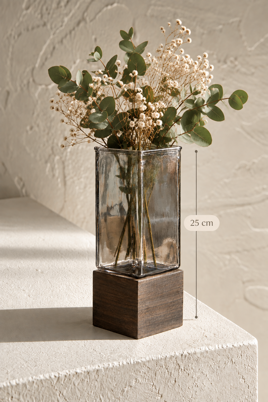 Renkli Cam Vazo Kare 25 Cm*45941* KOD: TUTKU-3779