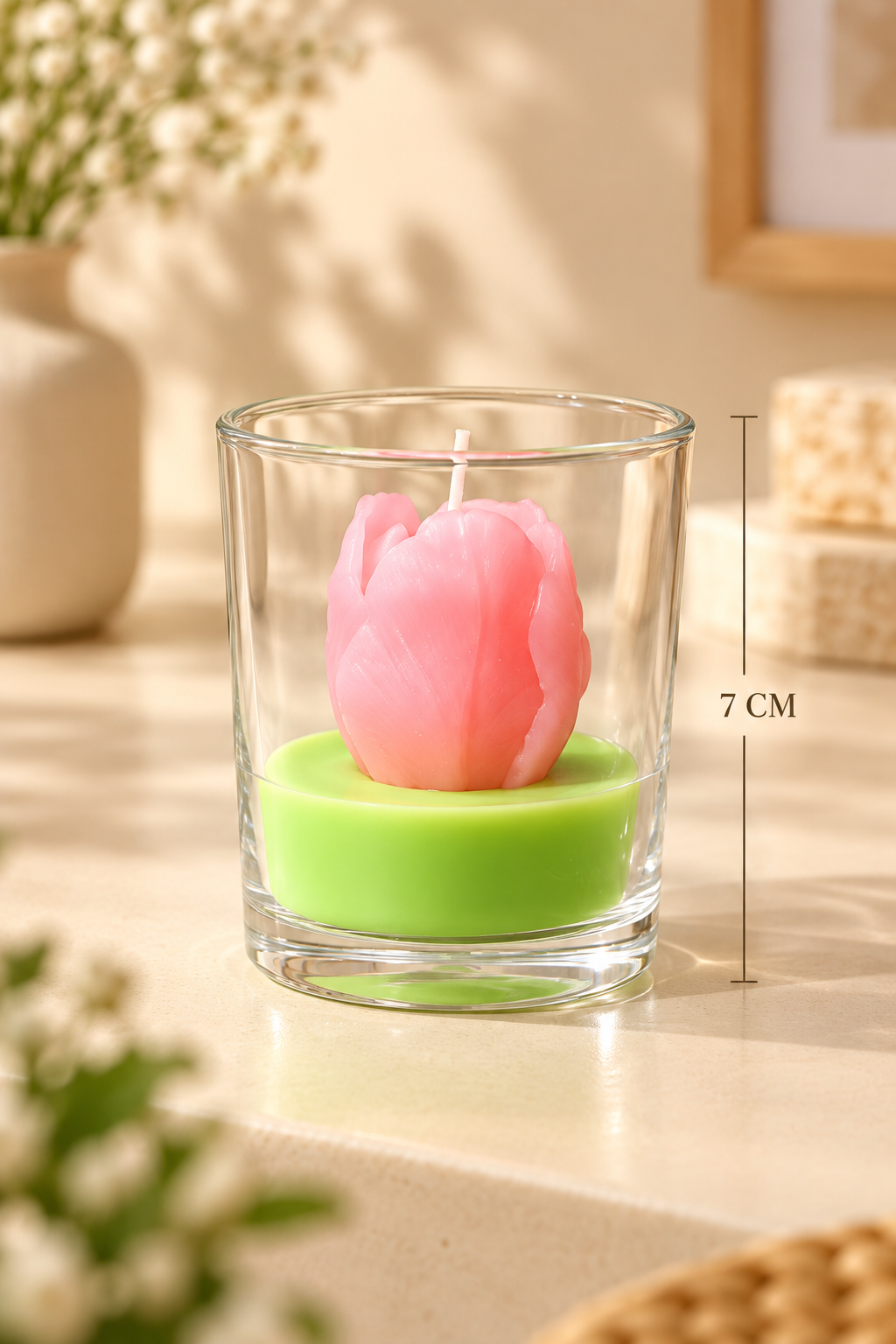 Cam Bardakta Küçük Gül Mum 7 Cm *0552* KOD: TUTKU-2496
