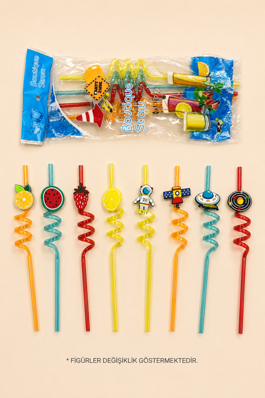 Plastik 4'lü Figürlü Pipet KOD: TUTKU-951