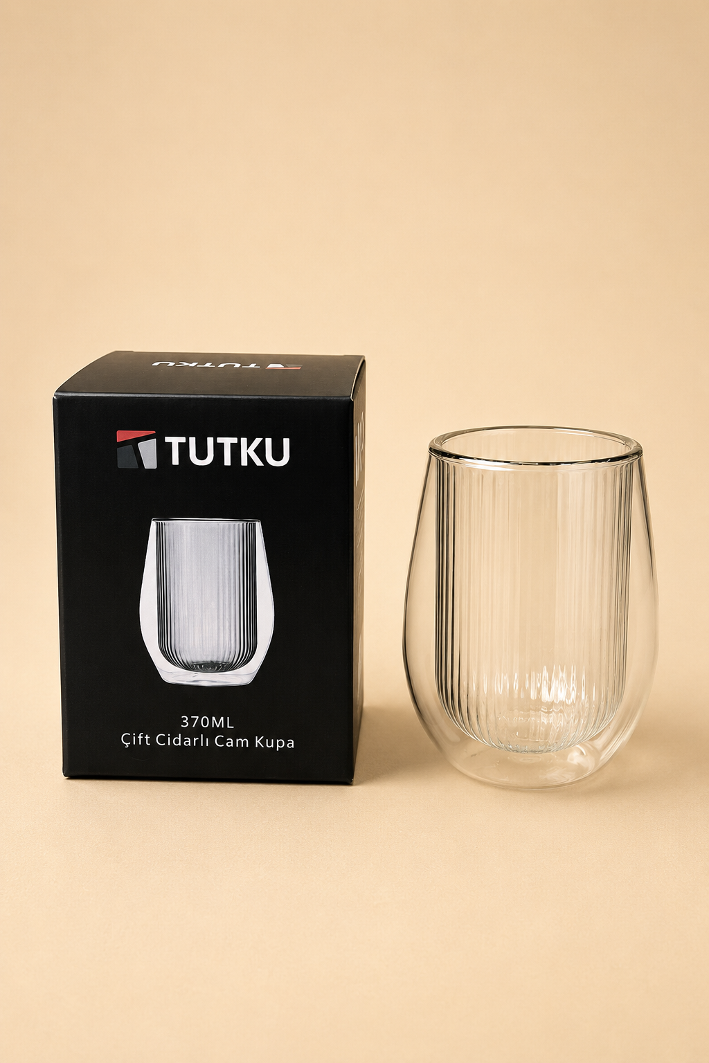 Çift Cidarlı Rölyefli Cam Su Bardağı KOD: TUTKU-1373
