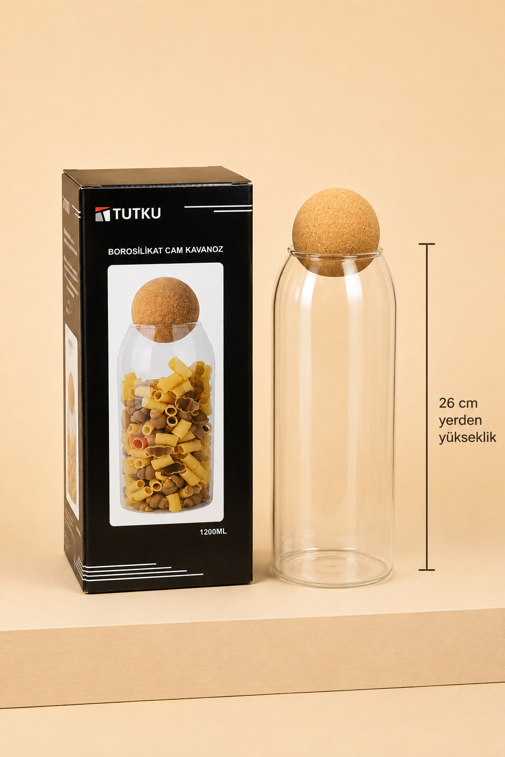 Top Kapaklı Cam Kavanoz 1200 ML KOD: TUTKU-2130