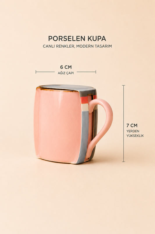 Porselen Renkli Kupa (7x6 Cm) KOD: ALS-009