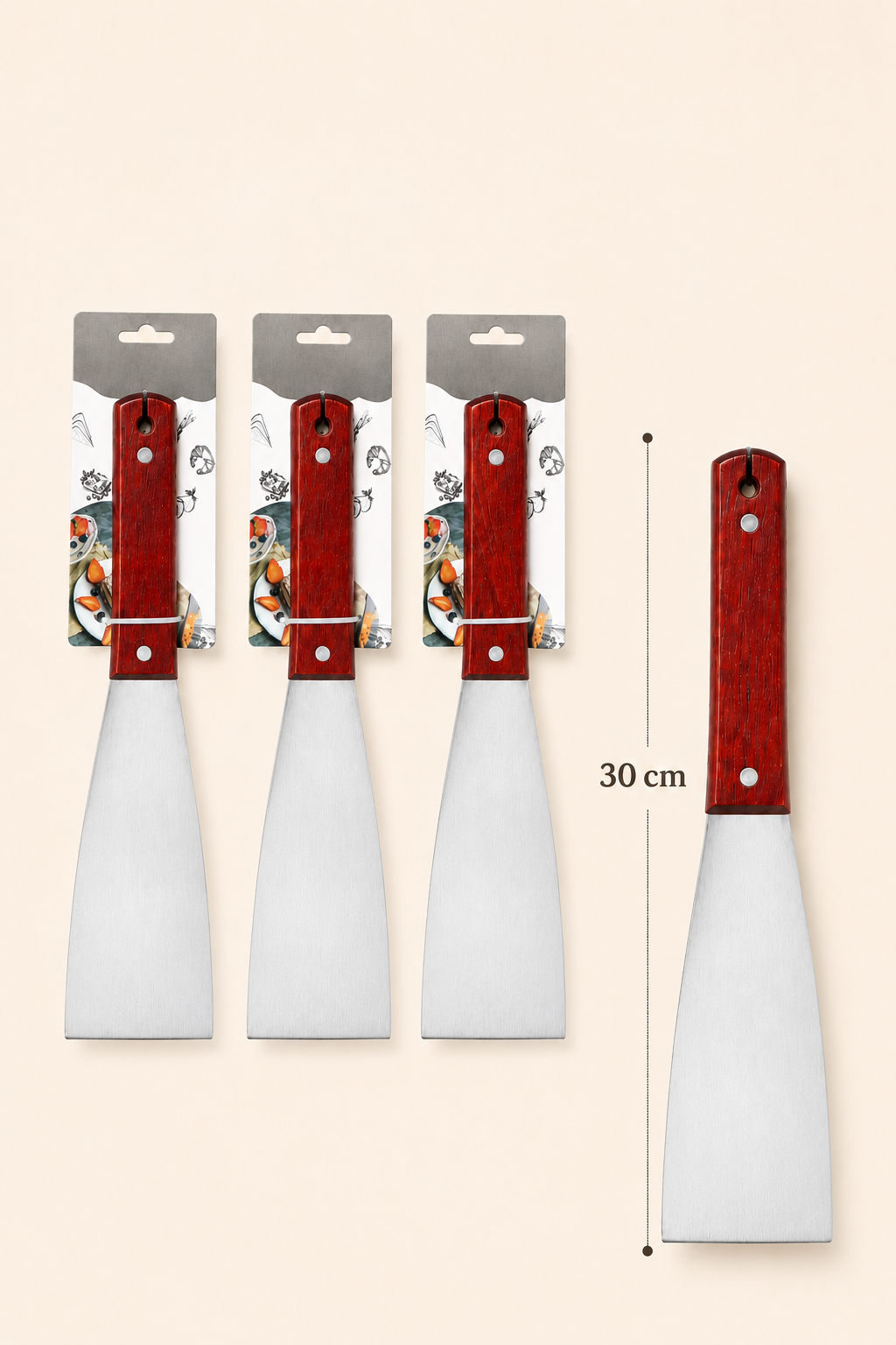 30 Cm Ahşap Saplı Metal Spatula & Kazıyıcı Büyük Boy KOD: TUTKU-2579