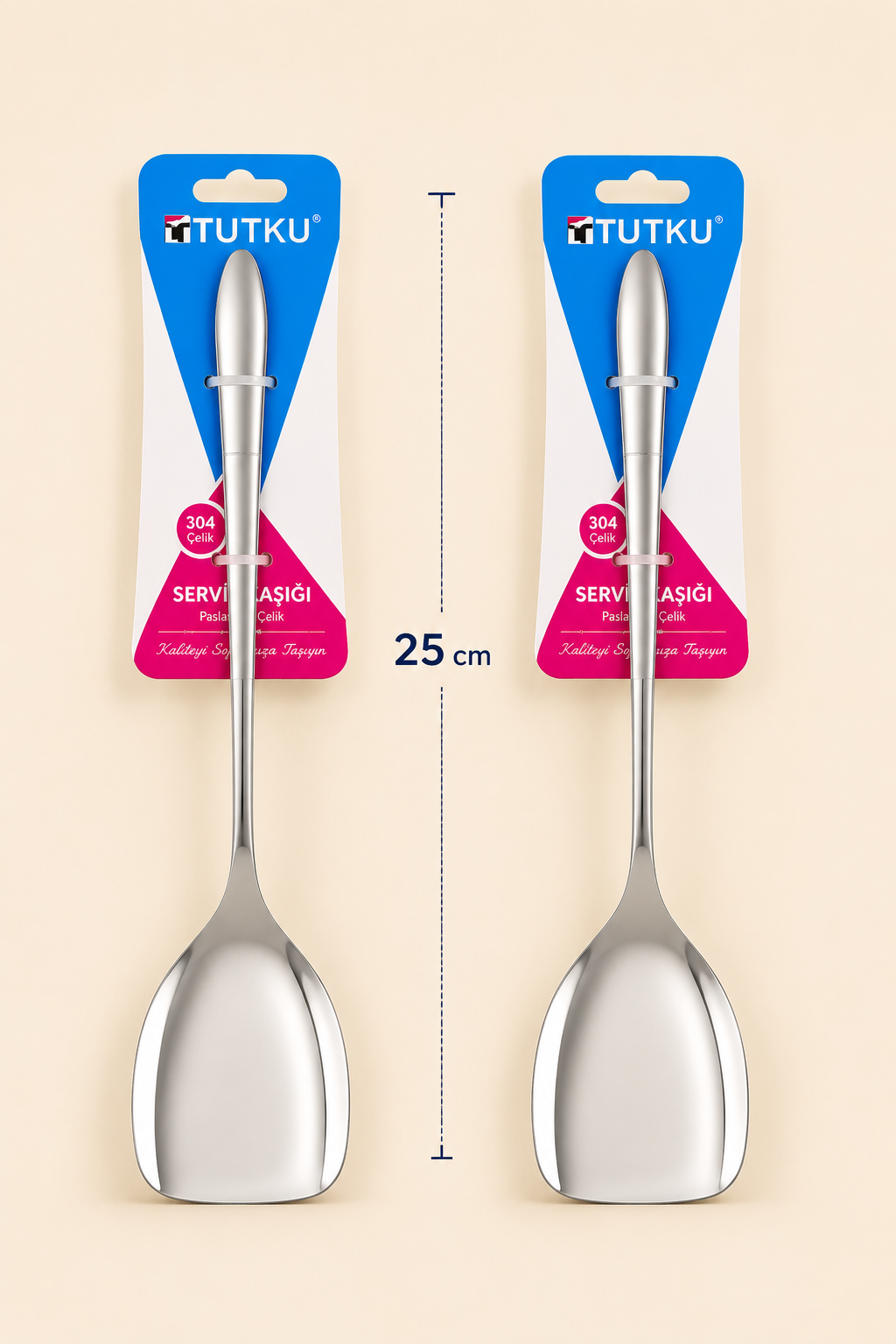 Çelik Servis Kaşığı Kare 25 Cm KOD: TUTKU-3334