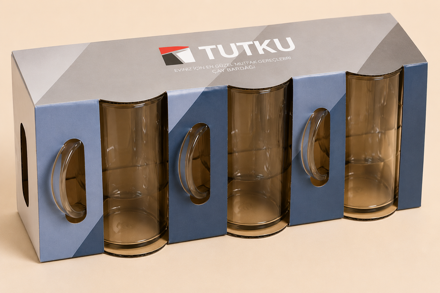 Kulplu 3'lü Termisil Cam Bardak KOD: TUTKU-2117