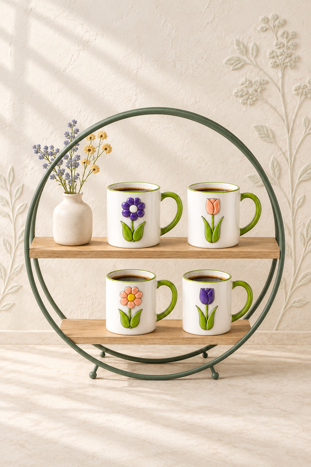 Porselen Çiçek Desen Kupa 335ml *SPH-3040*36*