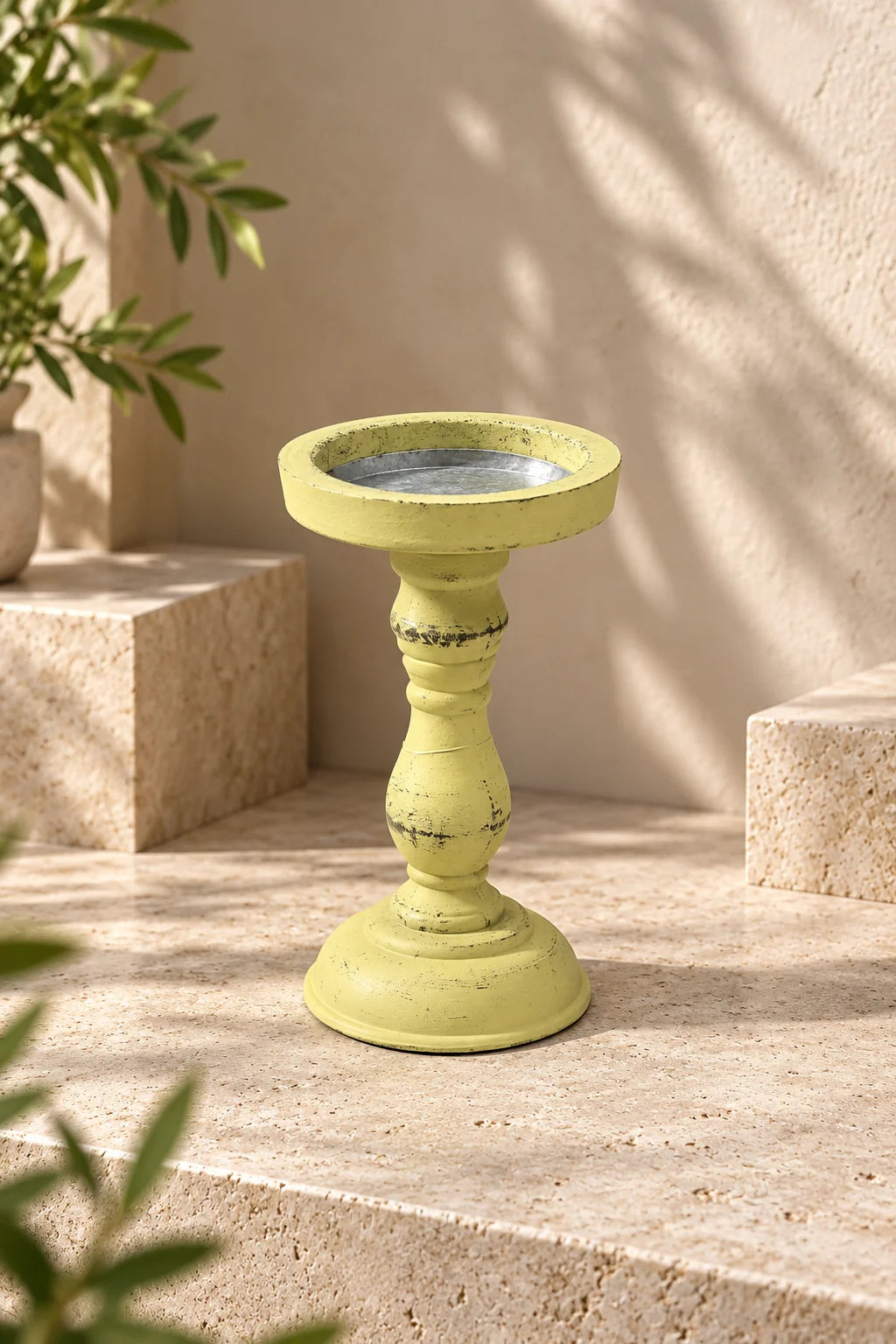 Ahşap Görünümlü Dekoratif Şamdan 19 Cm *45660* KOD: TUTKU-3862