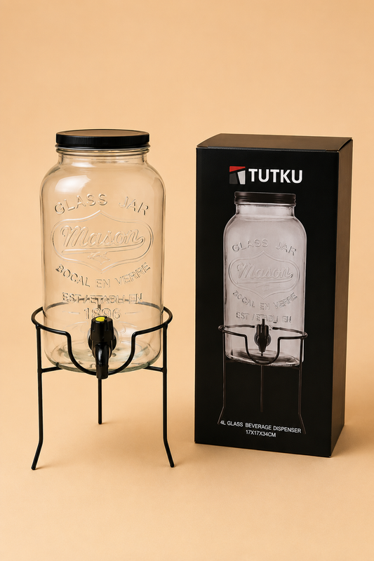 Yuvarlak Yazılı Cam Sebil 4 Litre KOD: TUTKU-2869