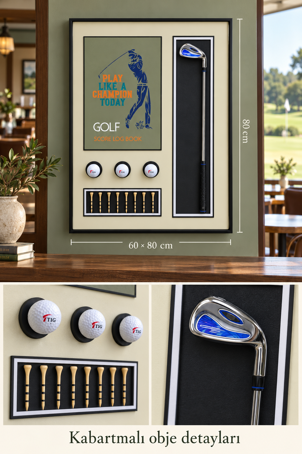 Golf Temalı Kabartmalı 3D Dekoratif Tablo *45927*6* TUTKU-3930