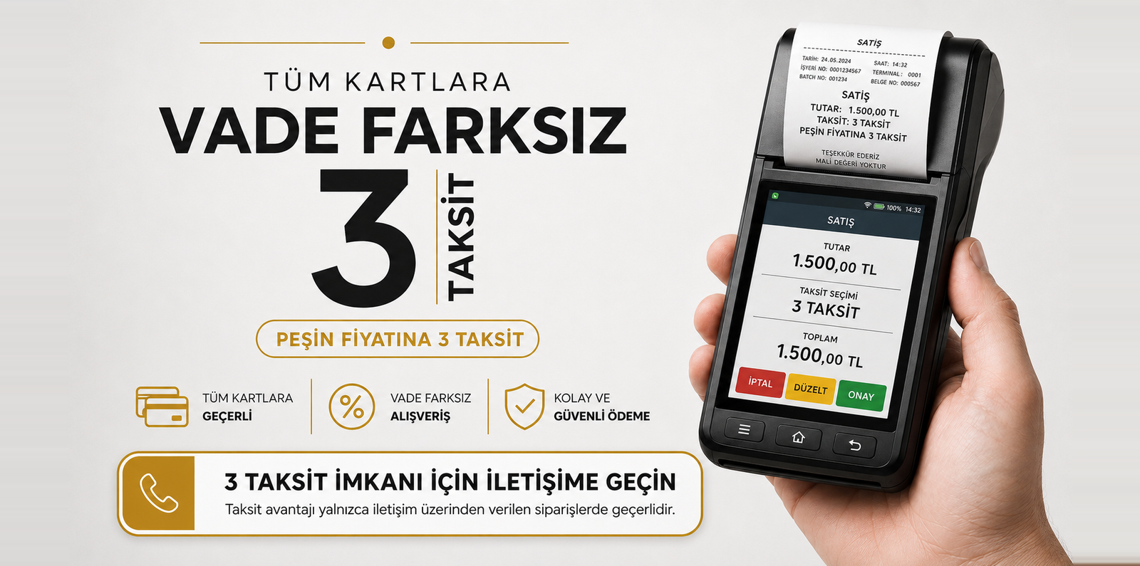 Vade farksız 3 taksit