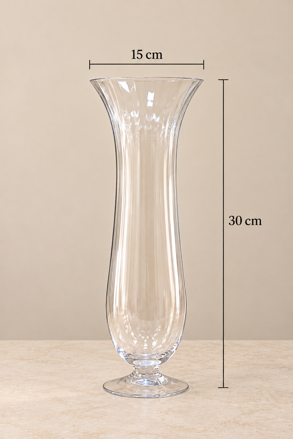 Cam Uzun Vazo Villa Ayaklı Küçük - 30 cm *MV-2882*12*