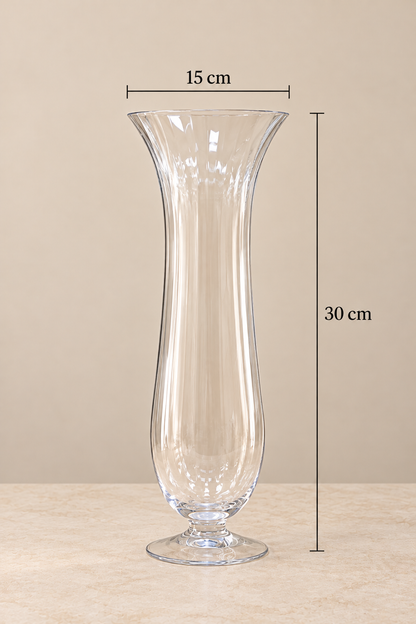 Cam Uzun Vazo Villa Ayaklı Küçük - 30 cm *MV-2882*12*