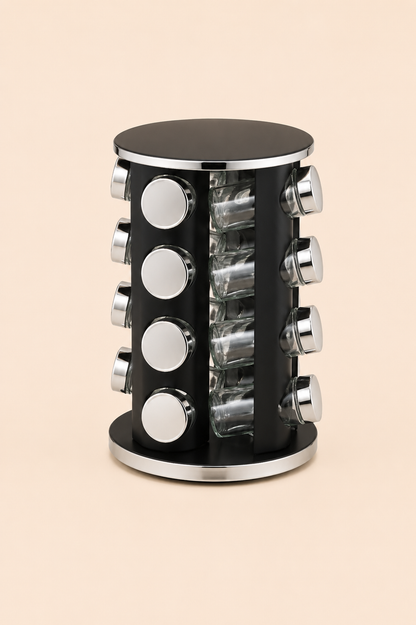 Döner Standlı Baharat Takımı 16 Adet Cam kavanoz TUTKU-2577