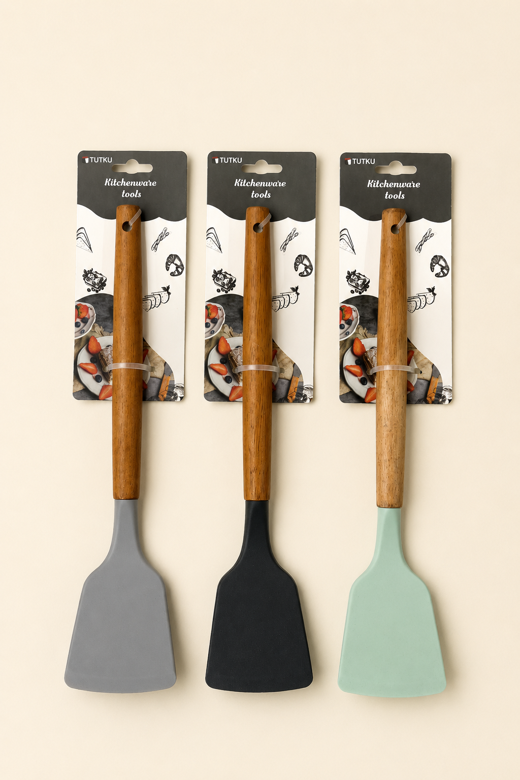 30 Cm Ahşap Saplı Silikon Spatula KOD: TUTKU-2590
