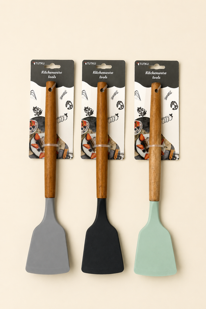30 Cm Ahşap Saplı Silikon Spatula KOD: TUTKU-2590