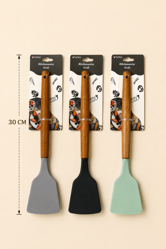 30 Cm Ahşap Saplı Silikon Spatula KOD: 0344