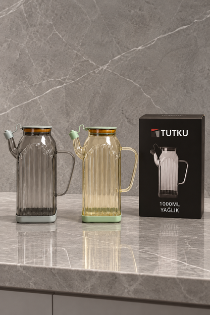 Plastik Kapak Cam Yağlık 1000 ML KOD: TUTKU-2337