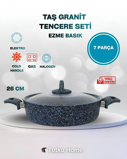 7 Parça Taş Granit Çizilmez Tencere Seti