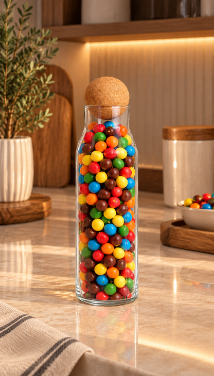 1250 Ml Mantar Kapaklı Cam Kavanoz - 26 Cm
