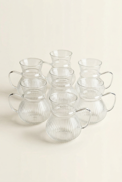 6'lı Rölyefli Tasarım Cam Bardak - 250 ML KOD: TUTKU-2451