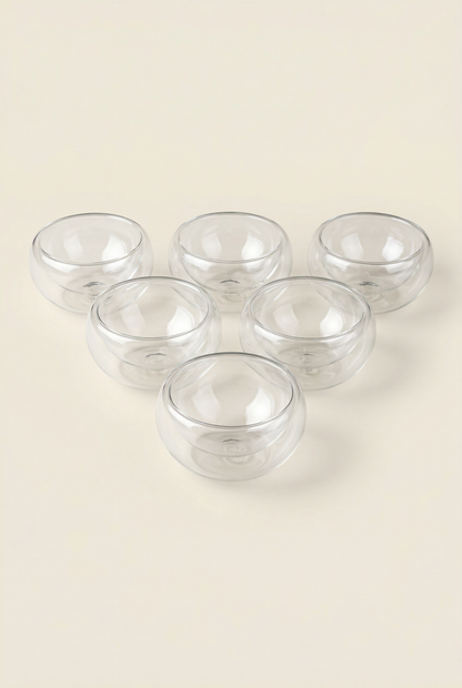 6'lı Çift Cidarlı Cam Kase 100 Ml KOD: TUTKU-2140