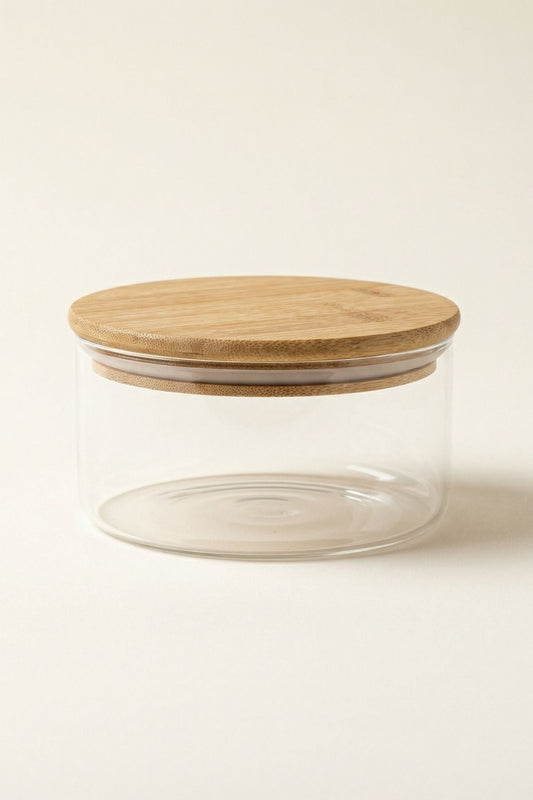 1200 ML Bambu Kapaklı Cam Saklama Kabı