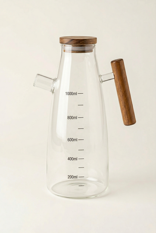 1 Litre Akasya Saplı ve Kapaklı Cam Yağdanlık KOD: KT-143