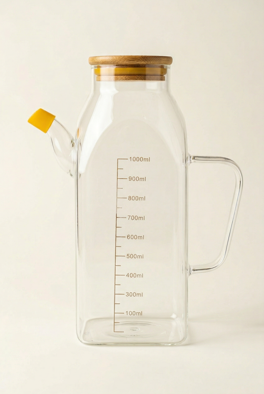 1 Litre Ölçekli Borosilikat Cam Yağdanlık KOD: KT-082