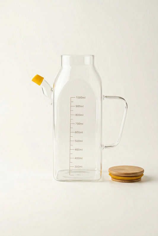 1 Litre Ölçekli Borosilikat Cam Yağdanlık KOD: KT-082