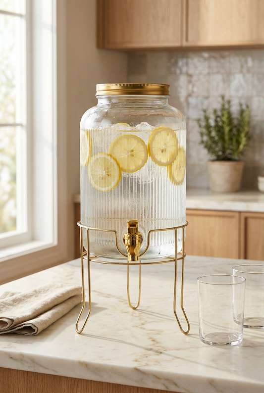 4 Litre Gold Detaylı Cam Sebil  KOD: TD20