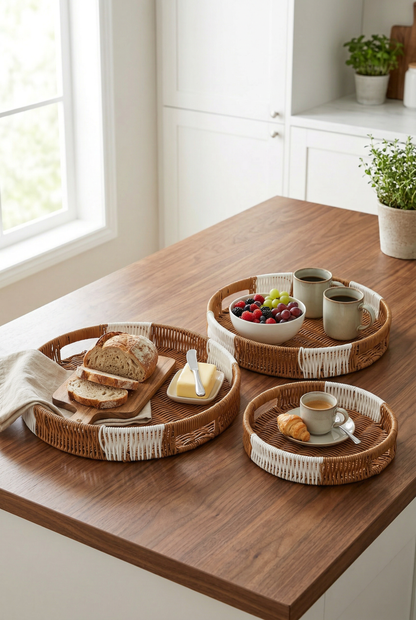 3'lü Yuvarlak Rattan Sepet & Organizer  KOD: TUTKU-2466