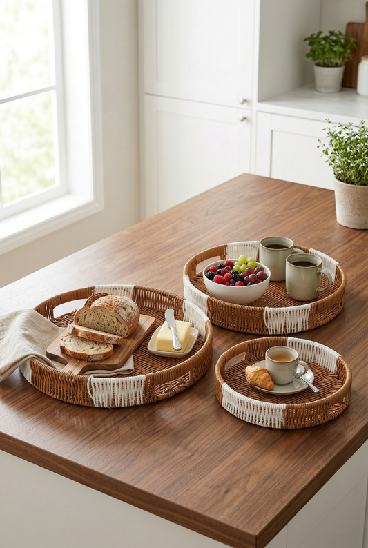 3'lü Yuvarlak Rattan Sepet & Organizer  KOD: TUTKU-2466