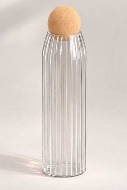960 Ml Mantar Kapaklı Rölyefli Cam Kavanoz - 25 Cm KOD: TUTKU-2754