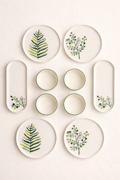 Green Flowers Serisi 10 Parça 4 Kişilik Kahvaltı Takımı KOD: TUTKU-3227