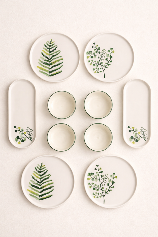 Green Flowers Serisi 10 Parça 4 Kişilik Kahvaltı Takımı KOD: TUTKU-3227