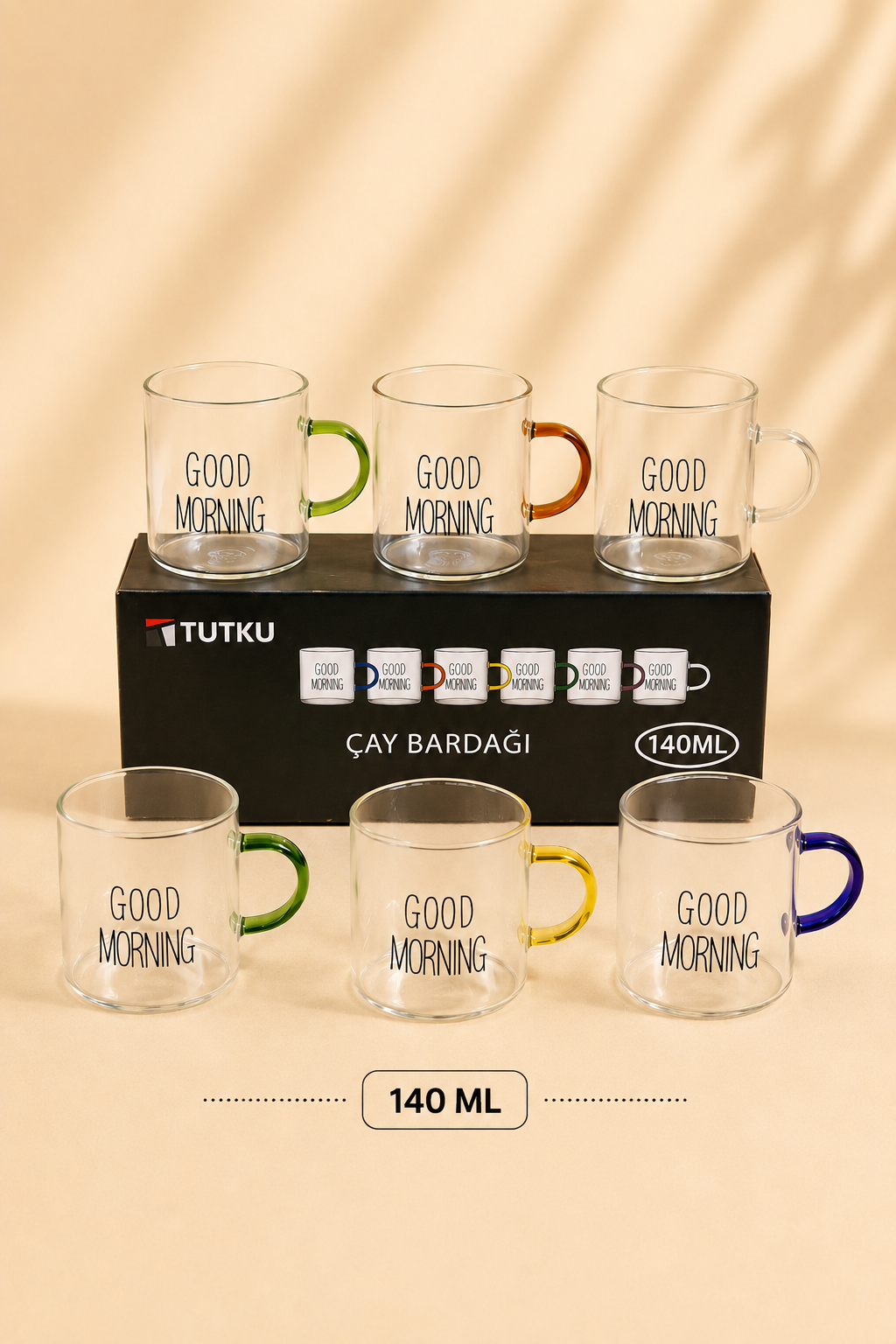 6'lı Borosilikat Cam Espresso Kupa KOD: TUTKU-3055