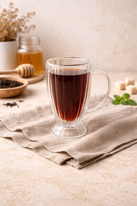 350 Ml Çift Cidarlı Rölyefli Kupa Bardak  KOD: TUTKU-555