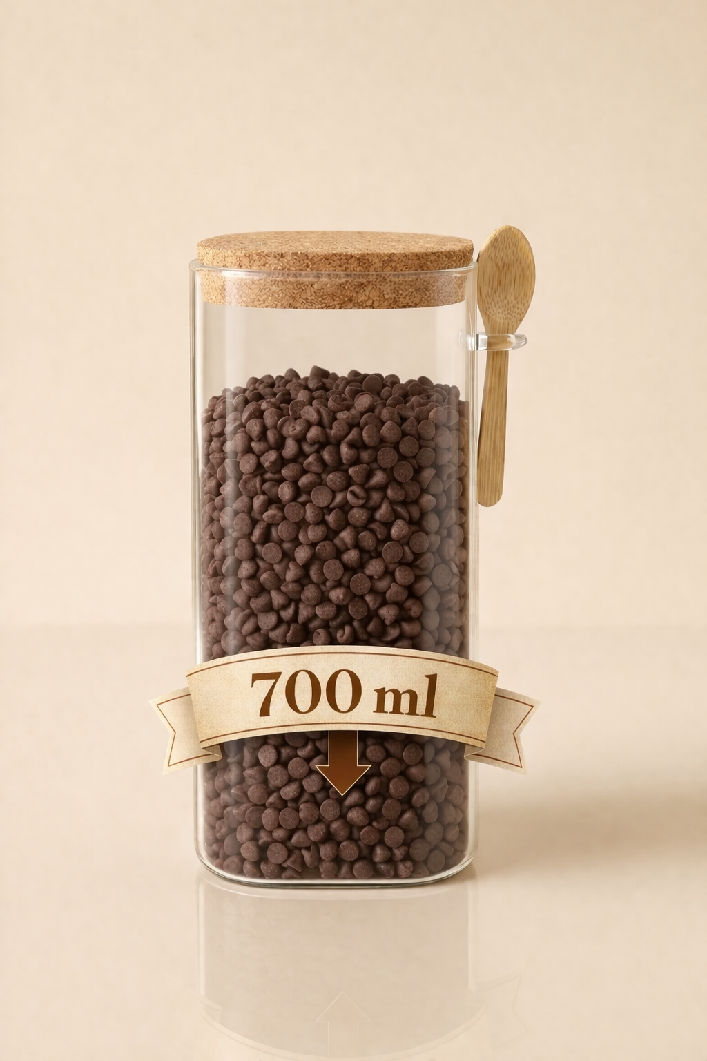 700 Ml Mantar Kapaklı Kaşıklı Cam Kavanoz KOD: TUTKU-2861