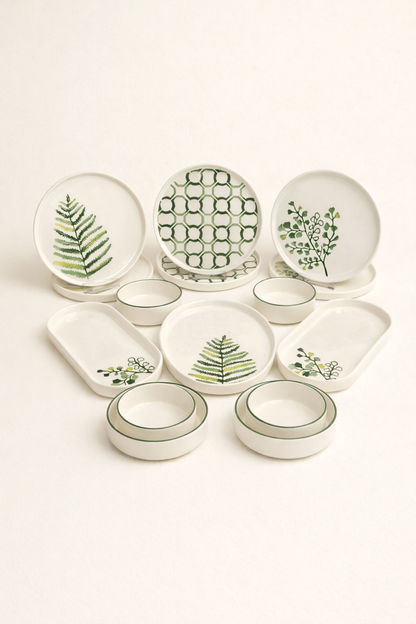 Green Flowers Serisi 15 Parça 6 Kişilik Kahvaltı Takımı KOD: TUTKU-3223
