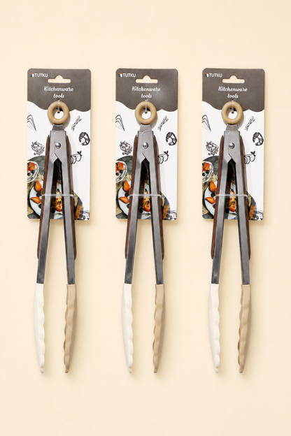 23 Cm Metal Gövde Silikon Maşa Küçük Boy KOD: TUTKU-2576