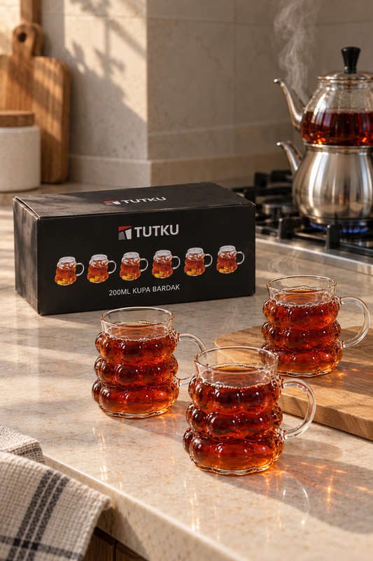 200 Ml Büyük Boy 6'lı Borosilikat Üzüm Kupa KOD: TUTKU-2774