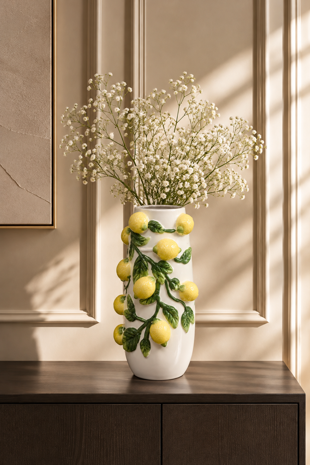 Limon Desenli Seramik Vazo 28 cm *45764* TUTKU-4014
