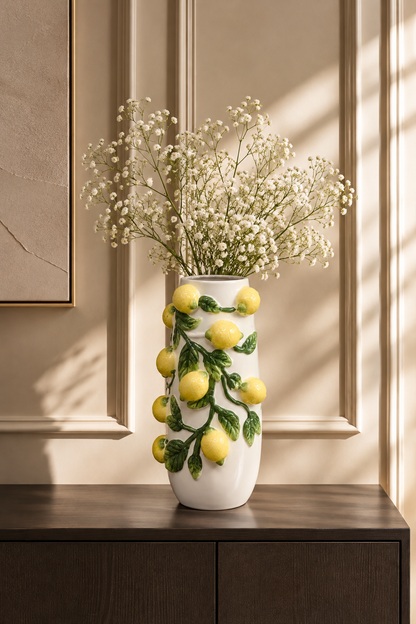 Limon Desenli Seramik Vazo 28 cm *45764* TUTKU-4014