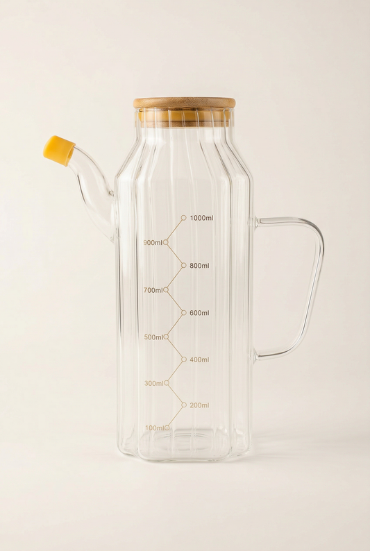 1 Litre Ölçekli Borosilikat Cam Yağdanlık KOD: KT-084