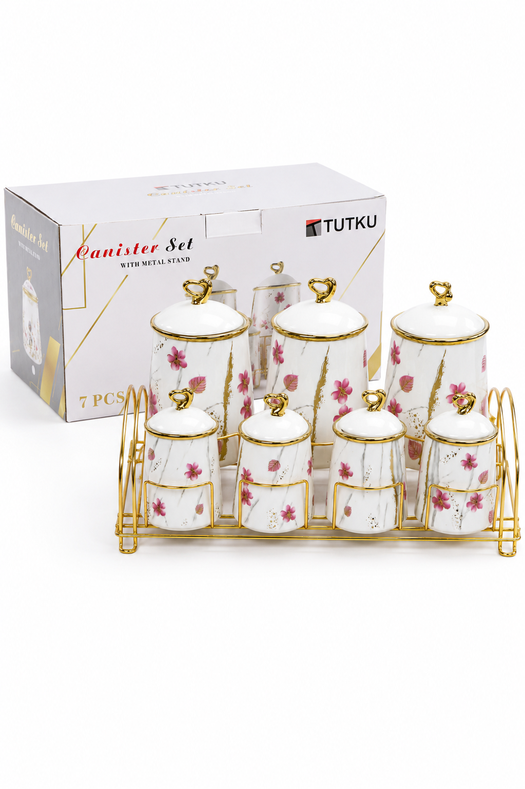 Metal Standlı Porselen 7'li Baharatlık KOD: TUTKU-2791