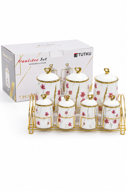 Metal Standlı Porselen 7'li Baharatlık KOD: TUTKU-2791
